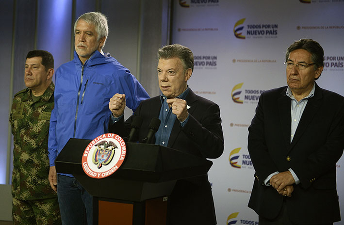 O presidente Juan Manuel Santos na Casa de Nariño: impopularidade e falha na comunicação